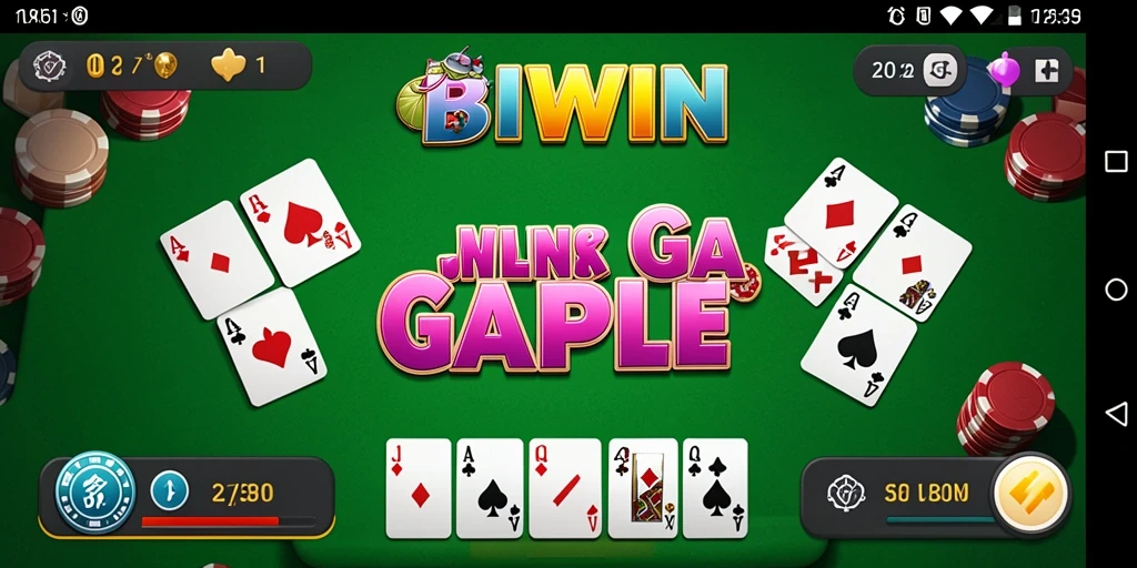 Tampilan utama gameplay BIWIN dengan suasana permainan Gaple yang seru.