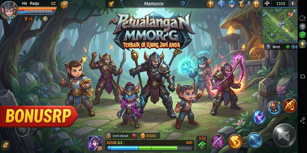 Tampilan gameplay spektakuler dari BONUSRP MMORPG yang memukau.