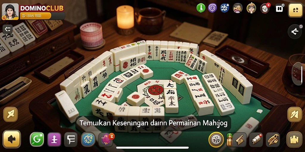 Screenshot gameplay DOMINOCLUB yang menampilkan keseruan permainan Mahjong.