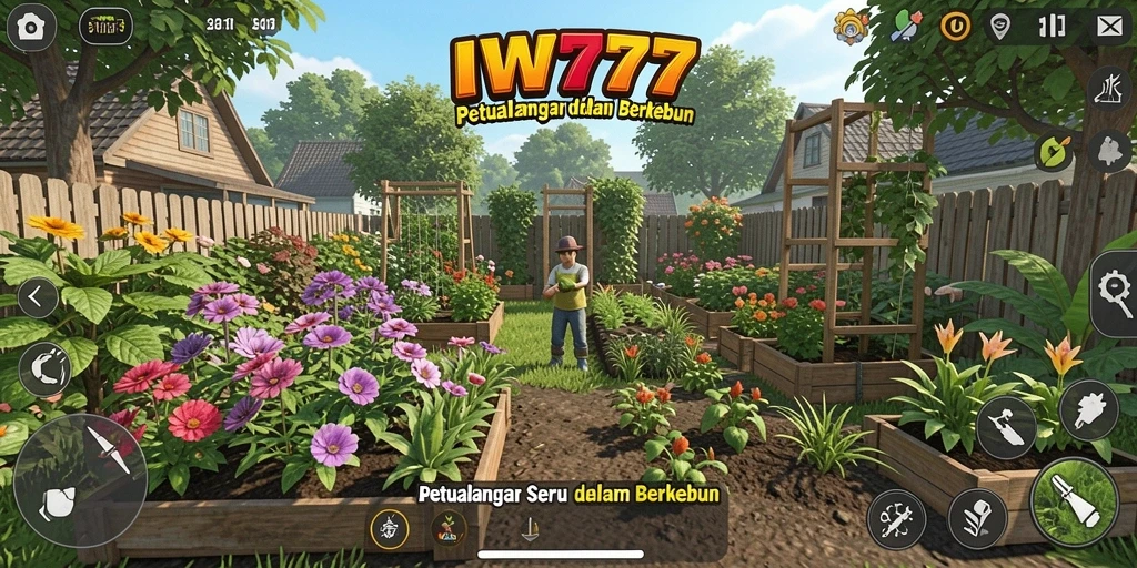 Screenshot IW777 menampilkan gameplay berkebun yang seru dan interaktif.