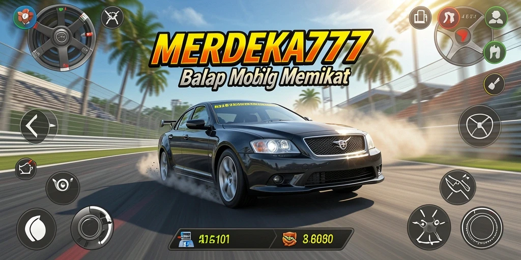 Tampilan gameplay balap mobil di MERDEKA777 yang mendebarkan.