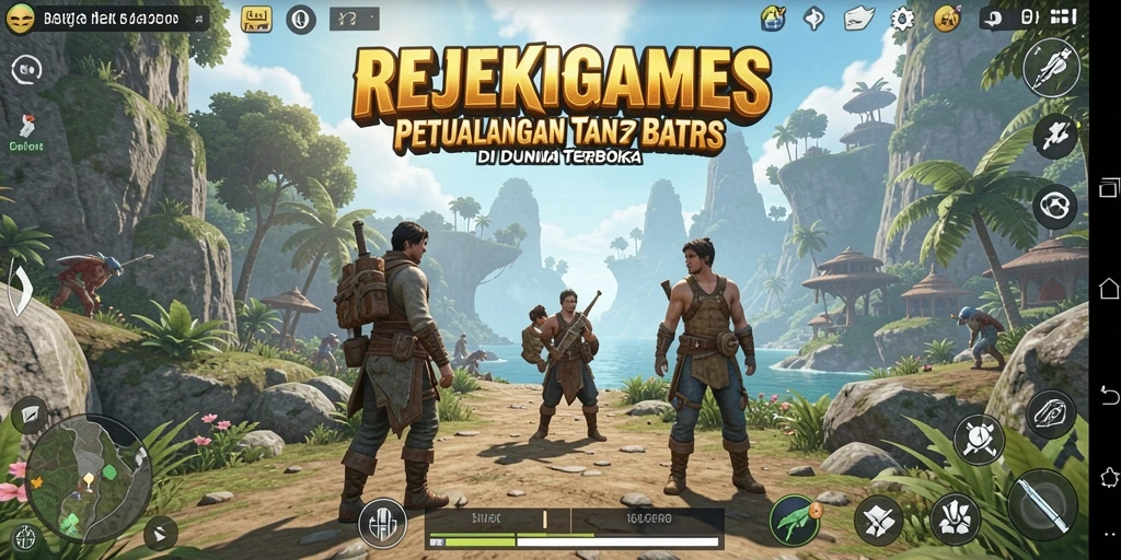 Tangkapan layar gameplay dari REJEKIGAMES yang menunjukkan dunia terbuka yang luas.