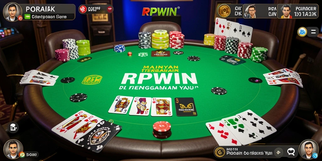 Screenshot dari gameplay RPWIN yang menampilkan aksi poker yang seru.